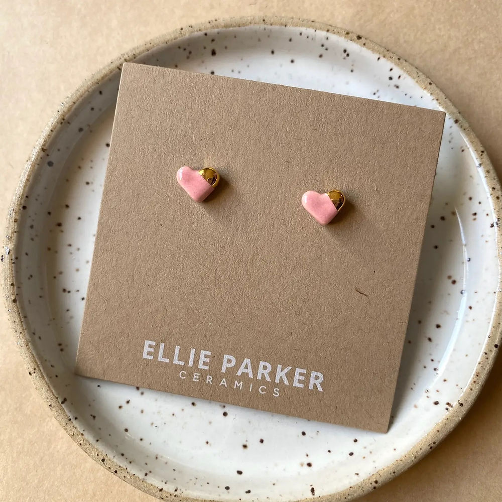 Ellie Parker Ceramics - Ceramic Heart Studs (Pink)