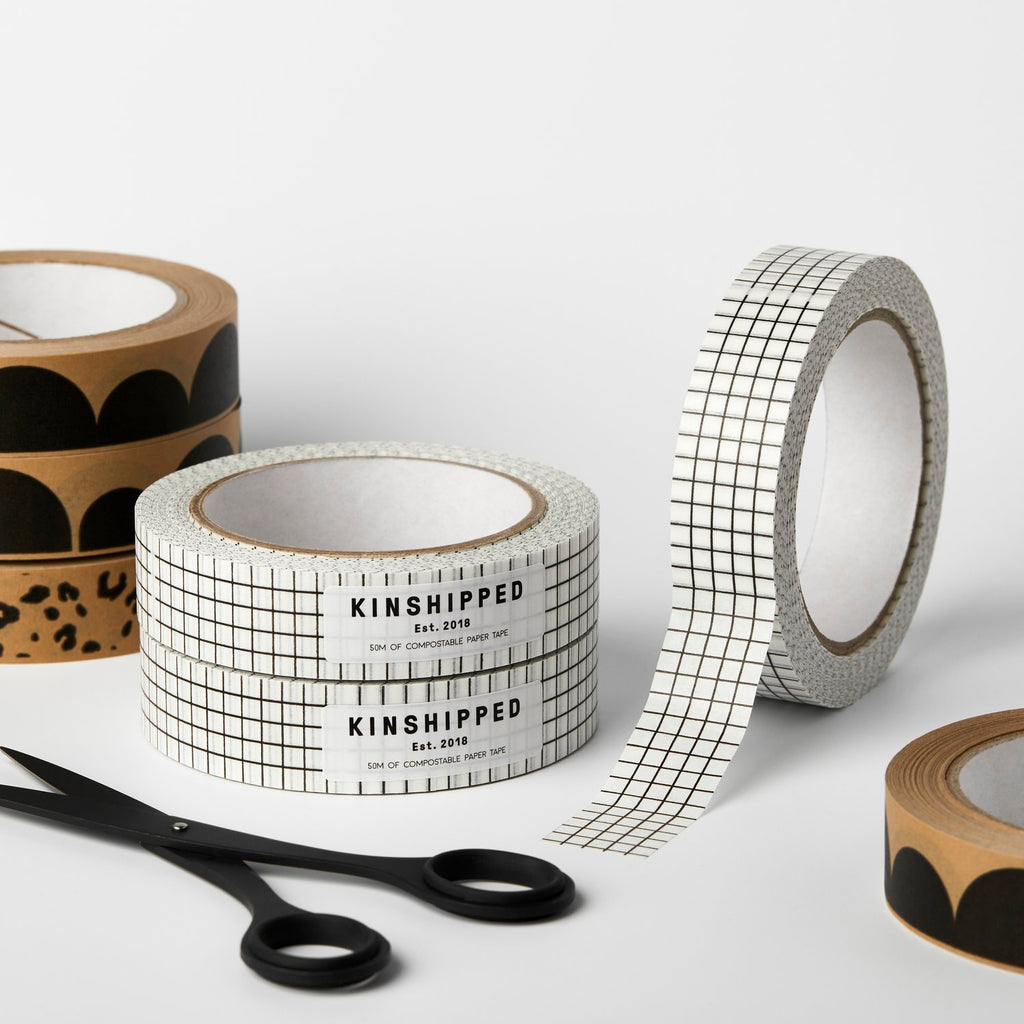 Kinshipped - Compostable Paper Tape (Grid)