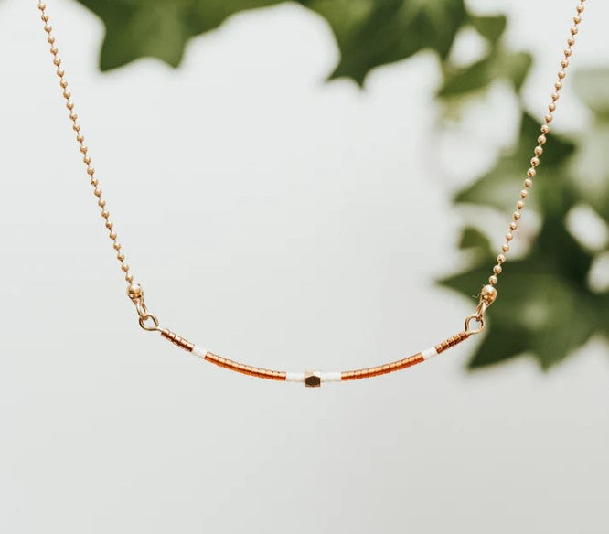 The Bohemy Co - Seed Bead Bar Necklace (Terracotta)