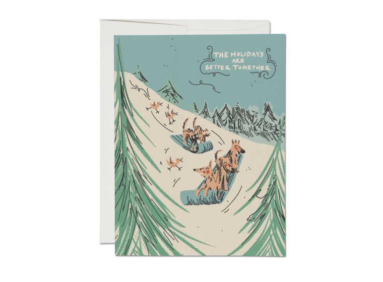 Red Cap Cards - Sled Dogs Holiday Card