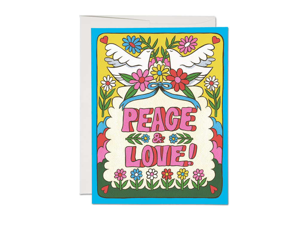 Red Cap Cards - Peace & Love Doves Card