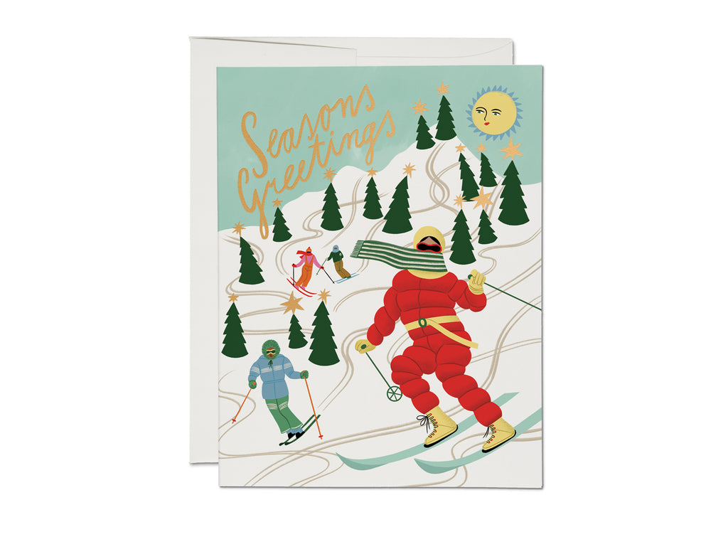 Red Cap Cards - Snowy Slopes Holiday Card