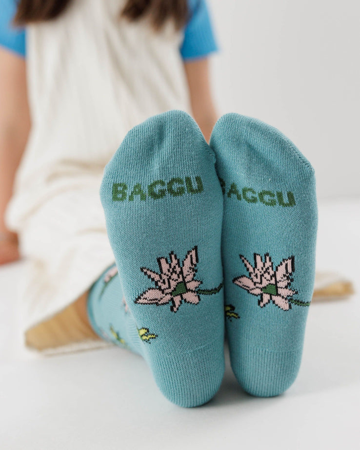 BAGGU - Kids Crew Sock, Set of 3 Pairs (Pond Friends)