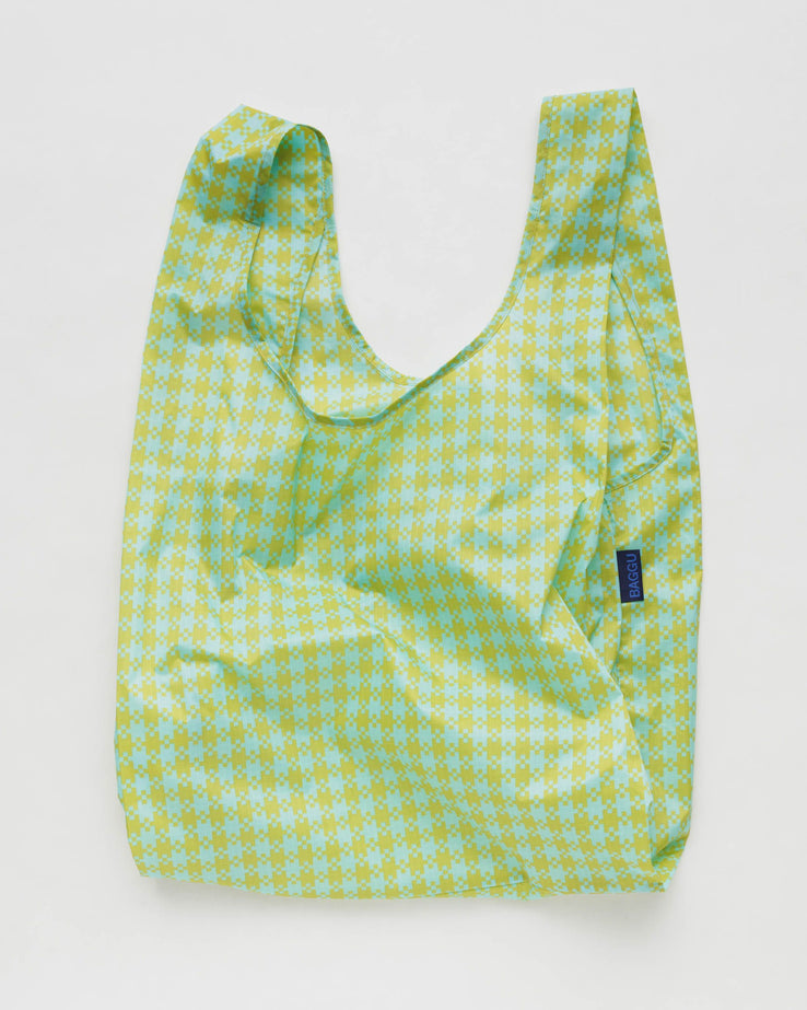 BAGGU - STANDARD Reusable Bag (Mint Pixel Gingham)