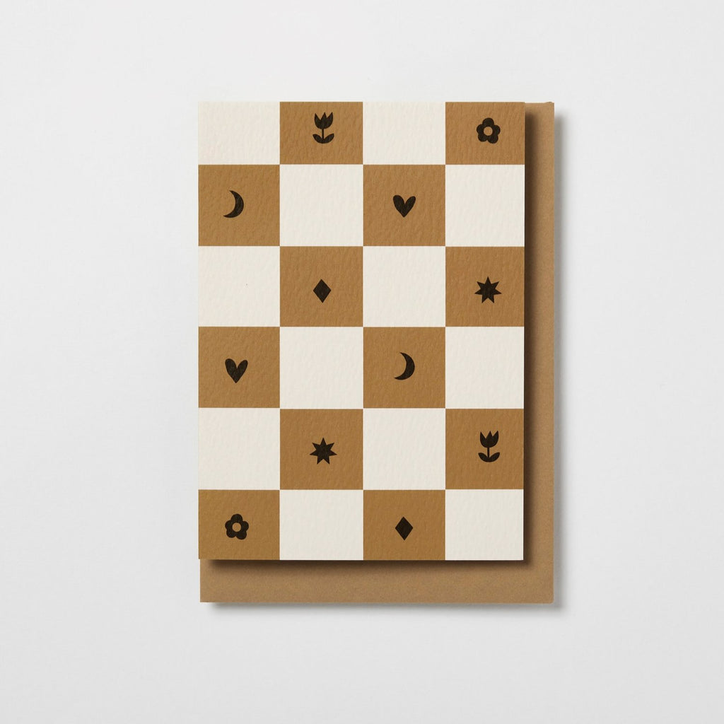 Kinshipped - Mustard Checkerboard Greeting Card