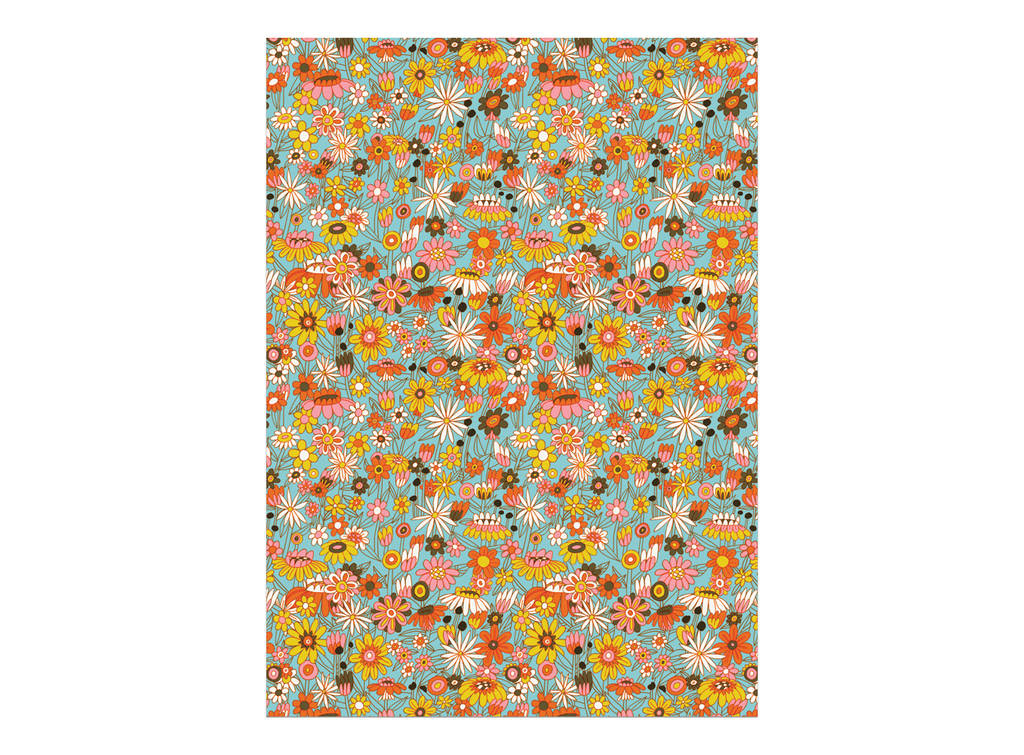 Red Cap Cards - Groovy Blooms Gift Wrap (3 Sheets)