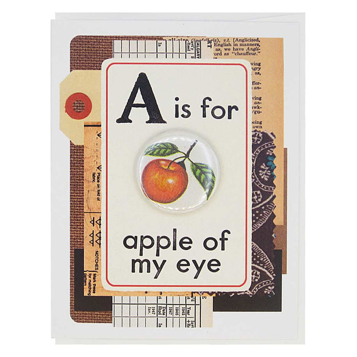 Regional Assembly of Text -  Apple of My Eye Button Card