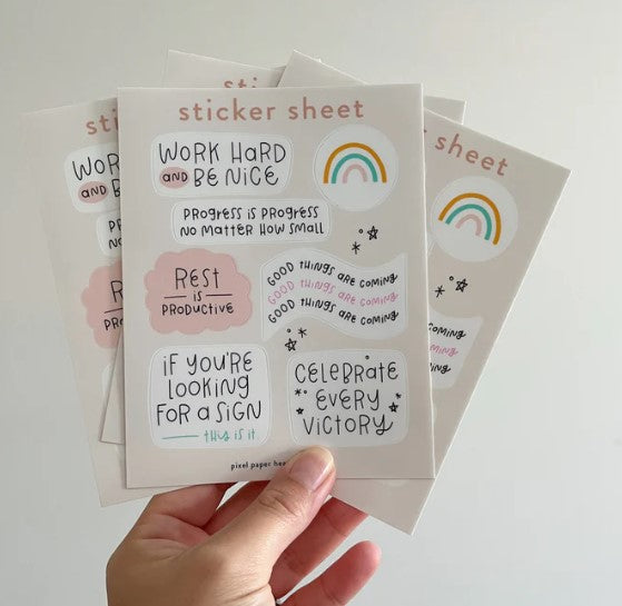 Pixel Paper Hearts - Celebrate Every Victory Sticker Sheet