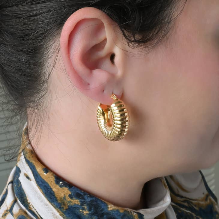 Blue Eye Jewelry - Thick Gold Snail Hoops