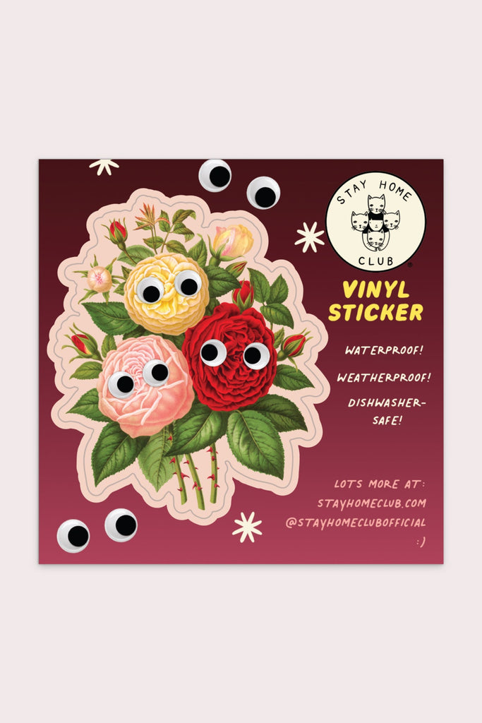 Stay Home Club - Googly Roses Vinyl Sticker