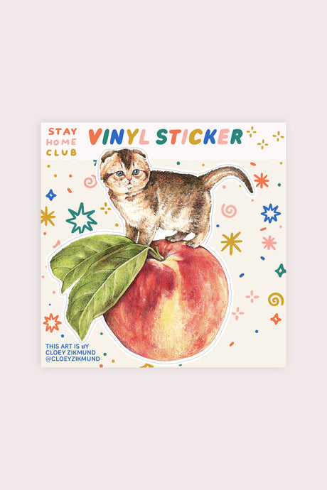 Stay Home Club - Peach Cat Vinyl Sticker