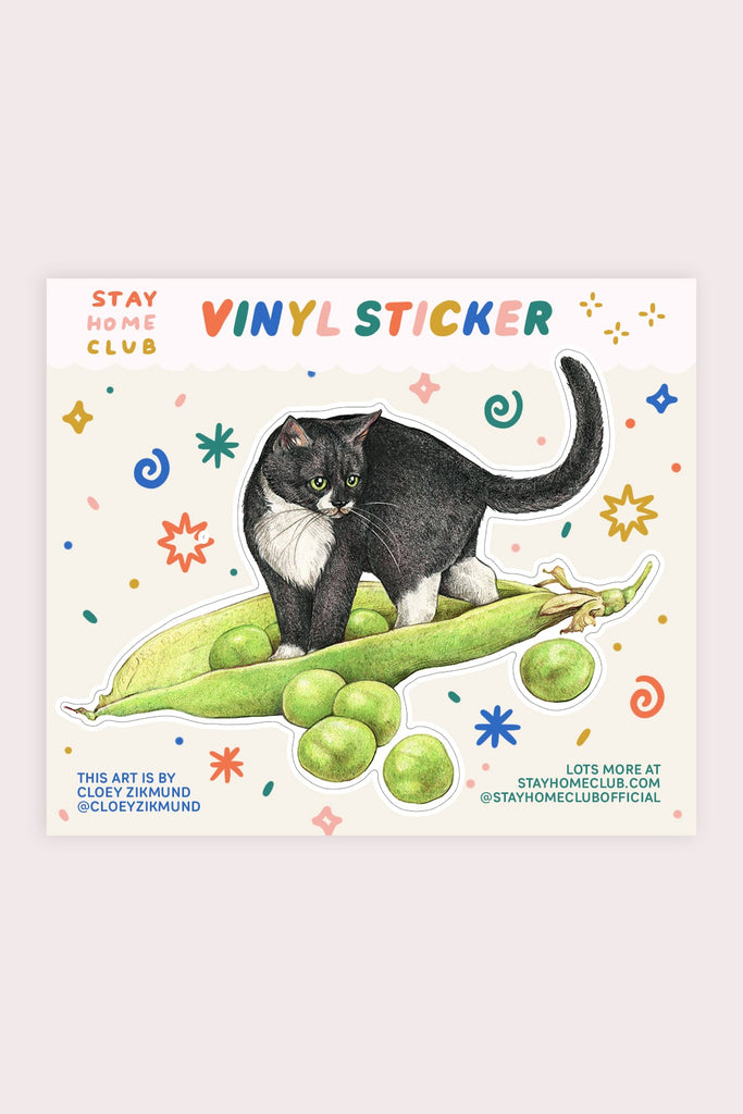 Stay Home Club - Peas Cat Vinyl Sticker
