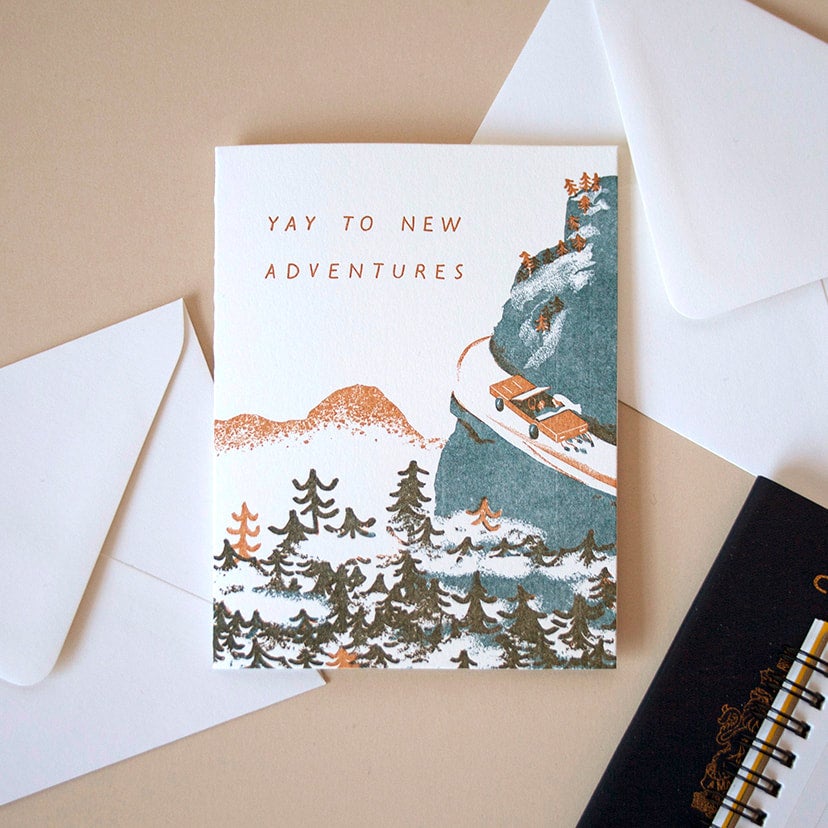 Homework Letterpress - New Adventures Card