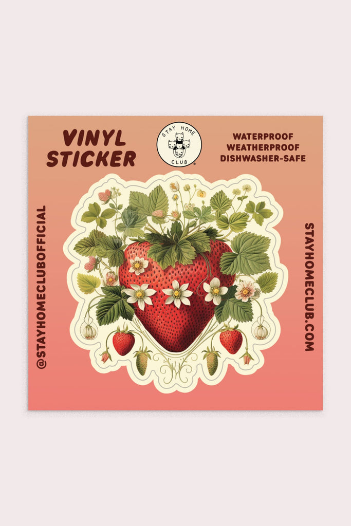 Stay Home Club - Strawberry Valentine Vinyl Sticker