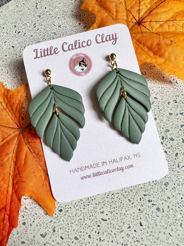 Little Calico Clay - Leafy Botanical Dangles (Multiple Colours!)