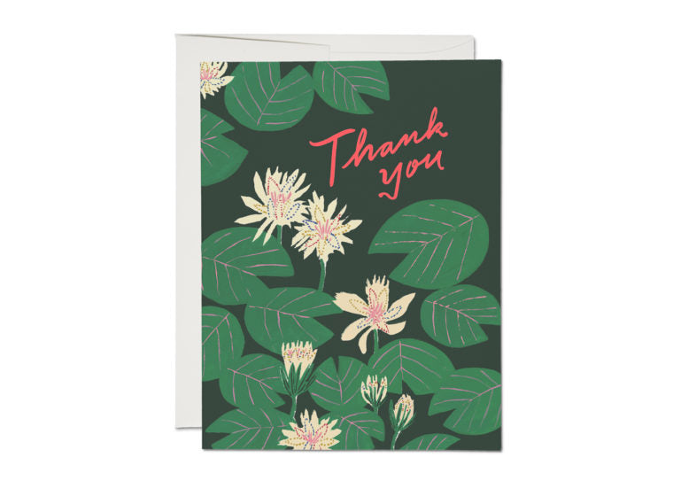 Red Cap Cards - Water Lilies Thank You Card
