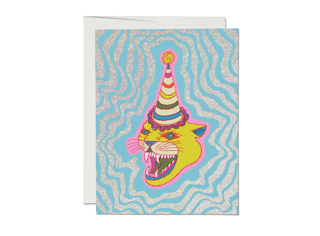 Red Cap Cards - Party Hat Cat Birthday Card