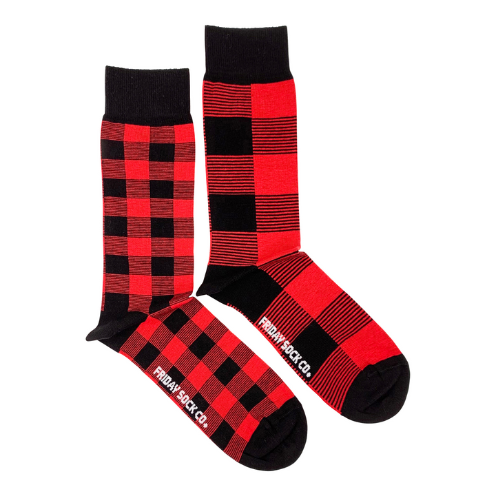 Friday Sock Co. - Men's Red Plaid Mismatched Socks
