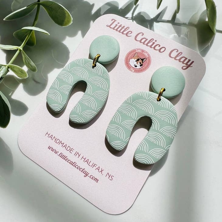 Little Calico Clay - Rainbow Arch Dangles (Sage)