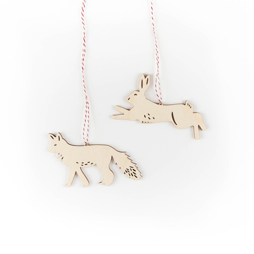 light + paper - FOX AND HARE ORNAMENTS (SET OF 2)