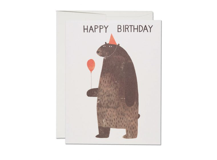 Red Cap Cards - Party Bear Birthday Card