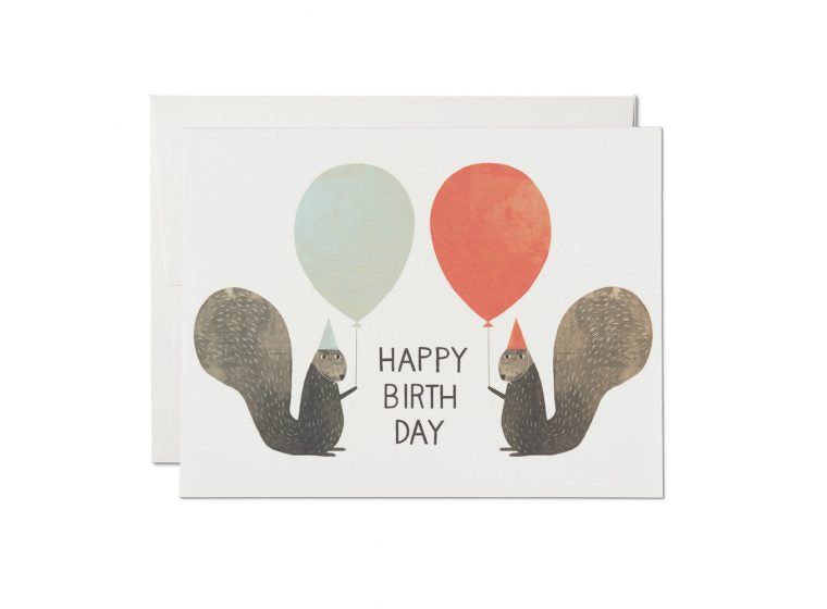 Red Cap Cards - Party Squirrels Birthday Card