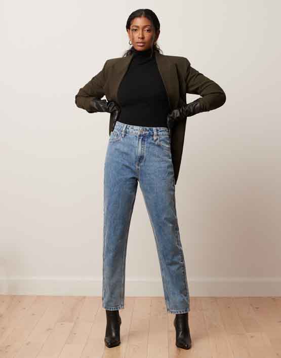 Second Clothing - Emily High Rise Slim Jeans (Blue Acid)