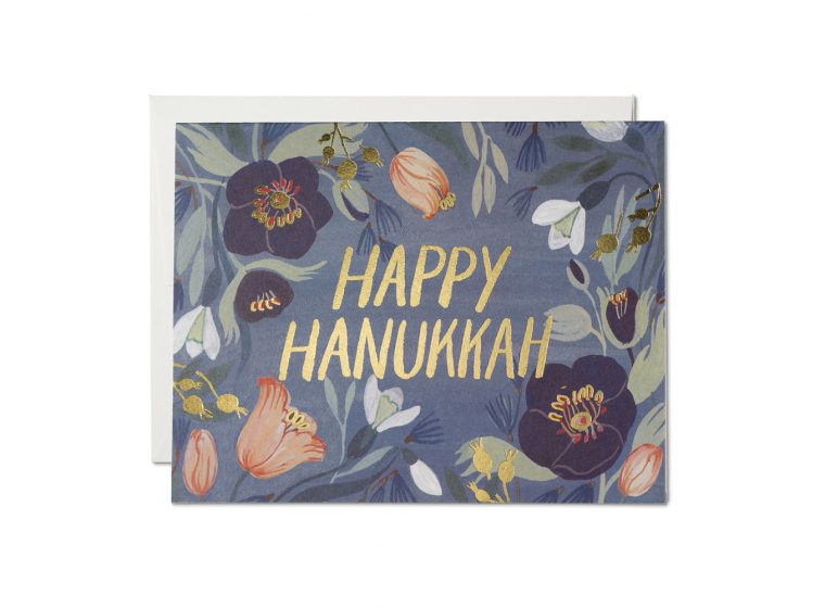Red Cap Cards - Hanukkah Flowers Holiday Card