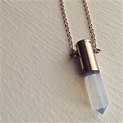 Pika & Bear - Opal Crystal Bullet Casing Necklace