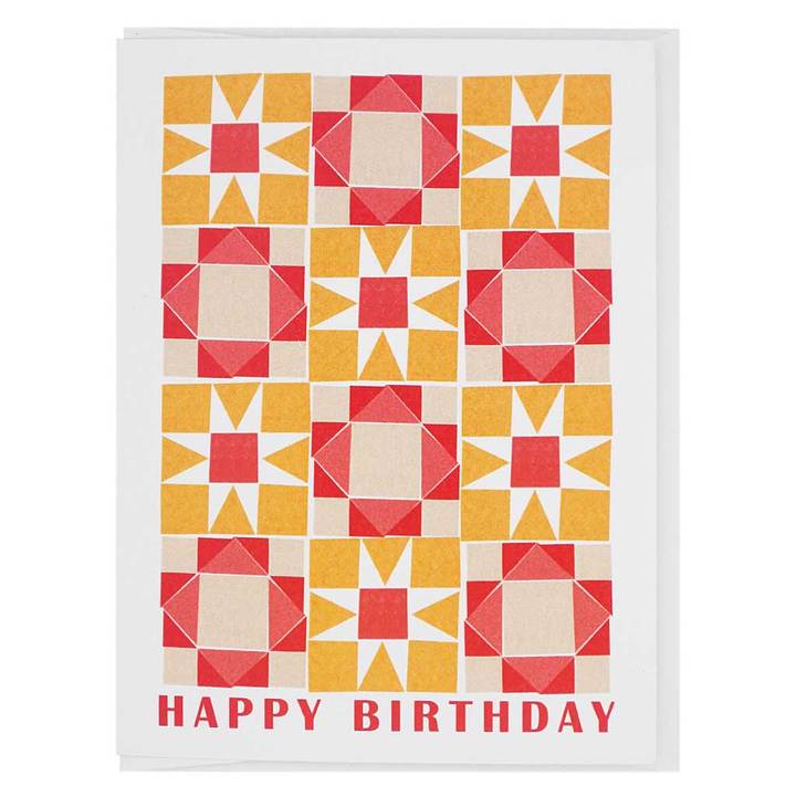 Regional Assembly of Text - Happy Birthday Quilt Card