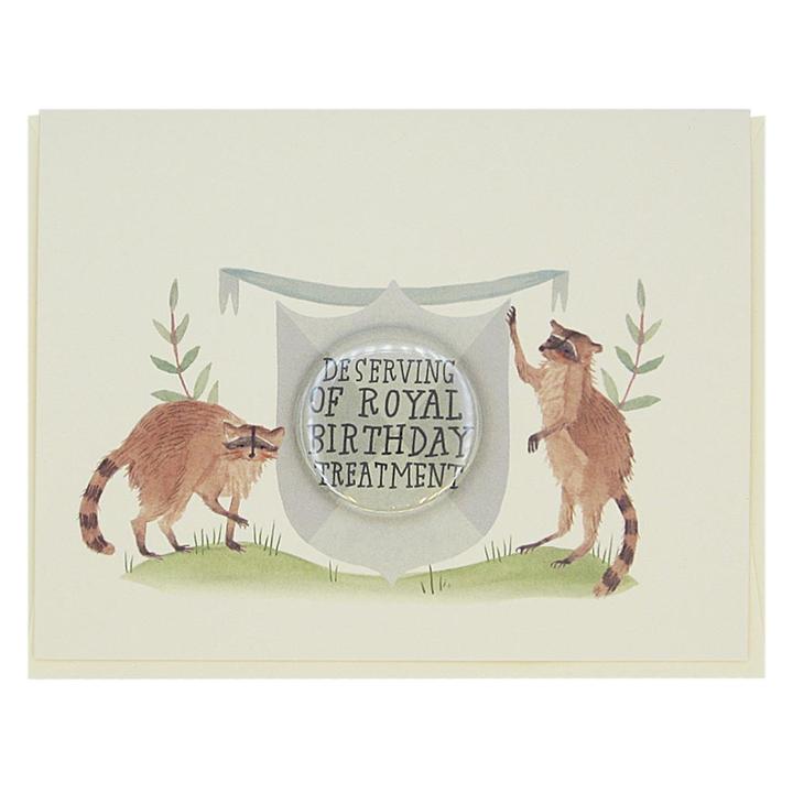 Regional Assembly of Text - Royal Raccoons Birthday Button Card