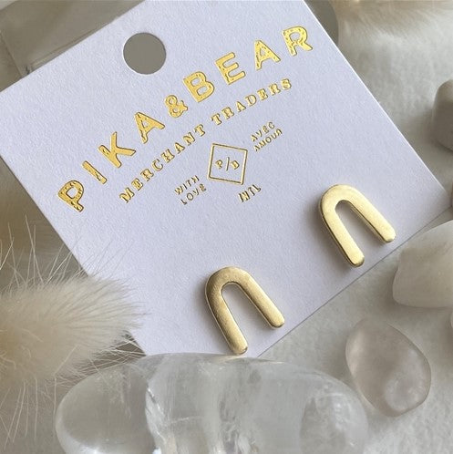 Pika & Bear - "Eero" Raw Brass Arch Stud Earrings